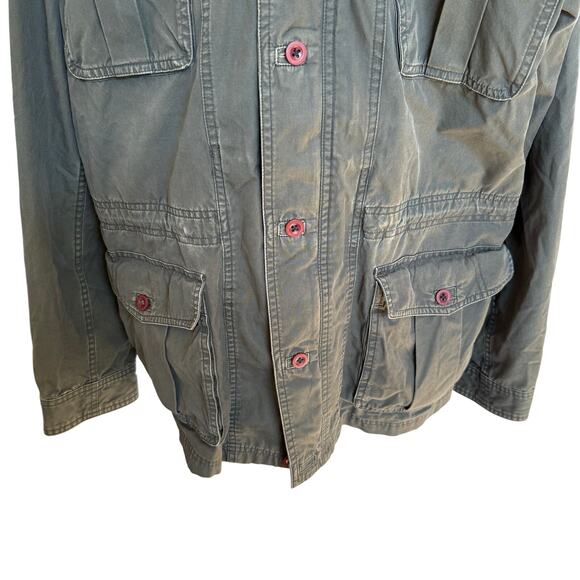 L.L.Bean Jacket Men's Medium Army Green Washed Cotton Cargo Utility Barn Coat - Picture 3 of 9